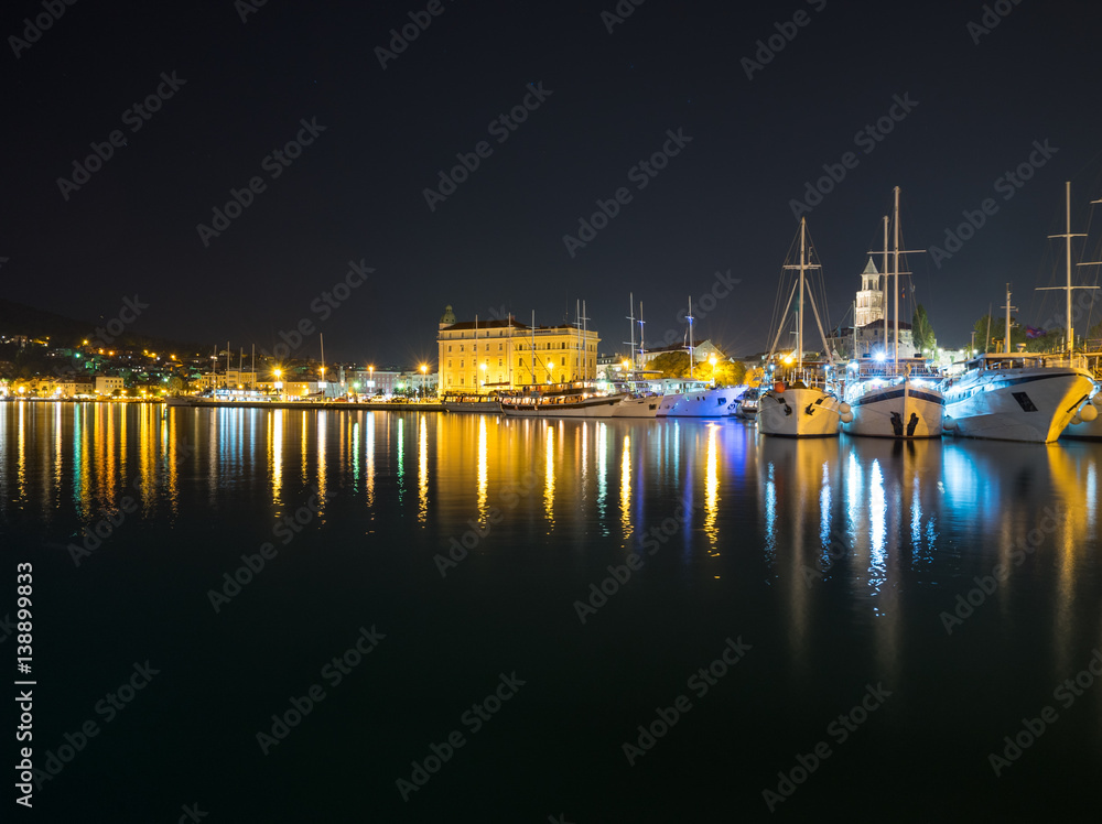 Amazing Split waterfront evening panorama, Dalmatia, Croatia