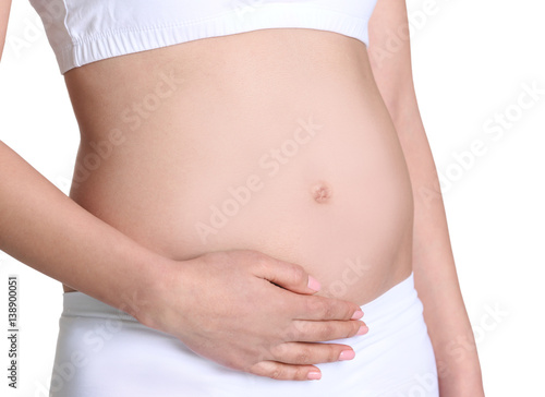 Wallpaper Mural Pregnant woman on white background Torontodigital.ca