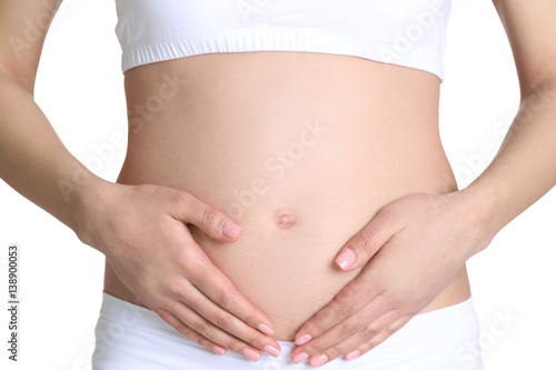 Pregnant woman on white background