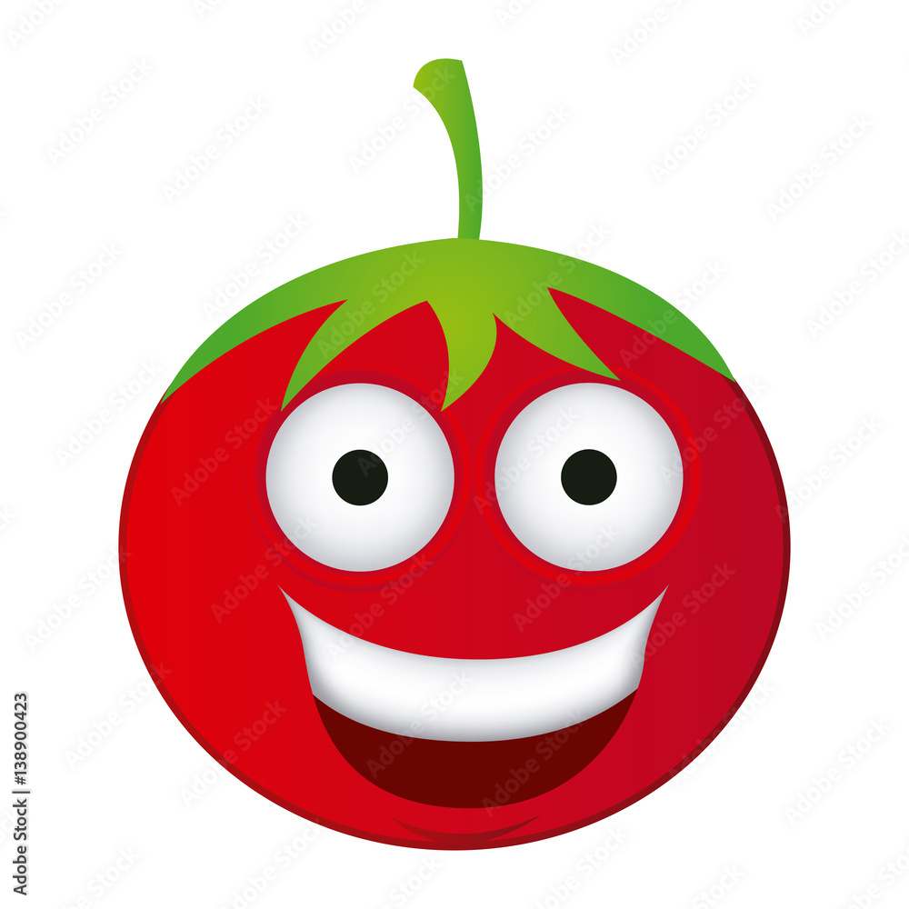 red kawaii happy tomato icon, vector illustraction design