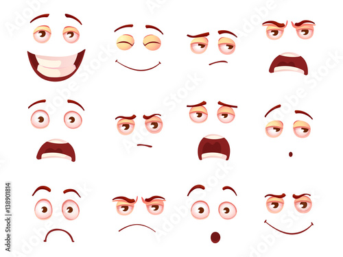 Cartoon facial expressions set of vectors © Vasilchuck