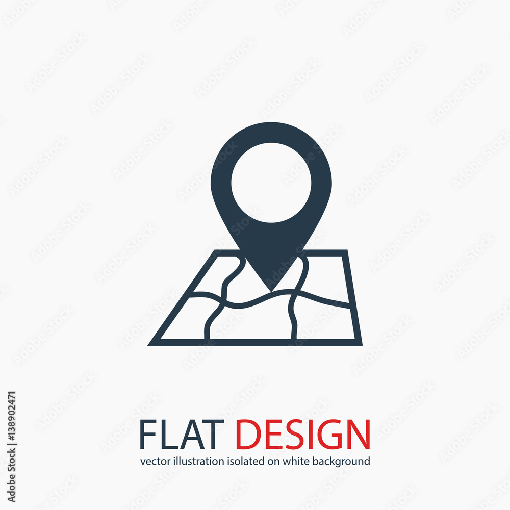 Map with pointer icon, vector illustration. Flat design style Map with pointer icon, vector illustration. Flat design style