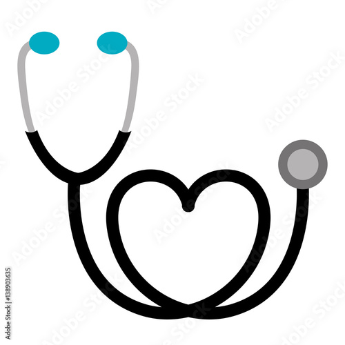 black sticker stethoscope with heart icon, vector illustraction design