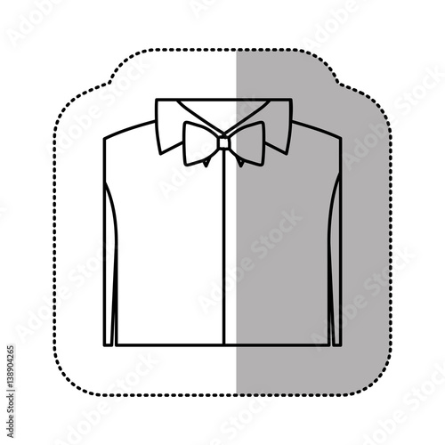 contour sticker shirt with bow tie icon, vector illustraction design