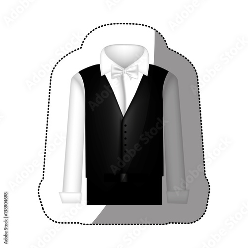 color sticker suit with shirt, waistcoat and pants, vector illustraction design