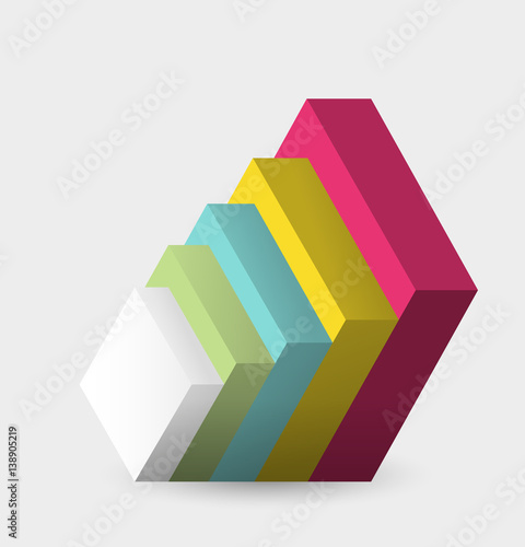 Square layers 3d vector infographics. Presentation of your business processes 