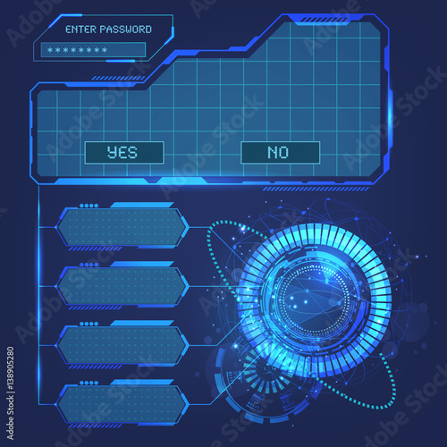 Set Ui HUD elements for cyber user interface. Futuristic space illustration Virtual Reality