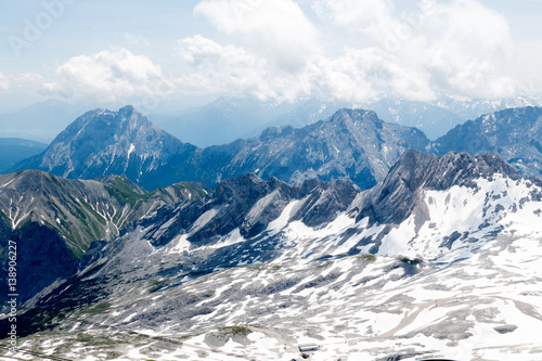 Snow in summer on peaks of Zugspitze