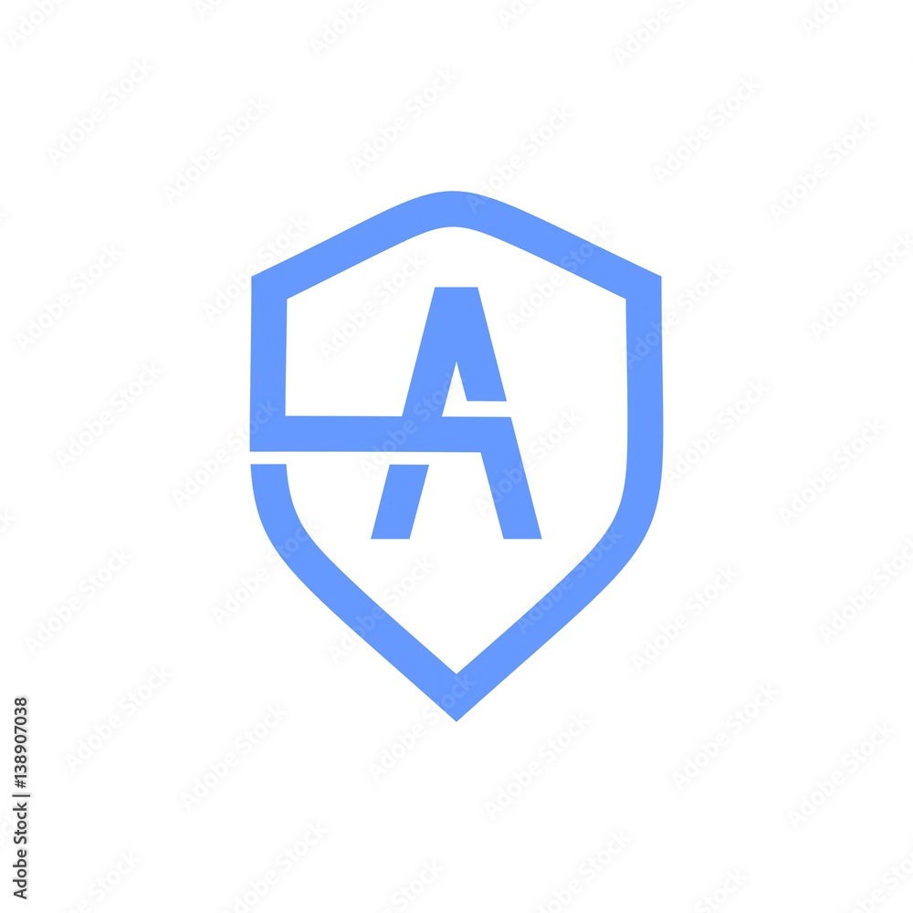 Initial letter A with shield logo vector Initial letter A with shield logo vector