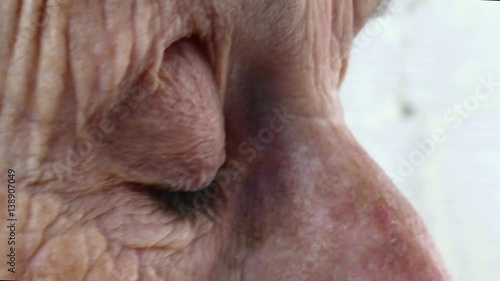 Profile very old woman wrinkled eye photo