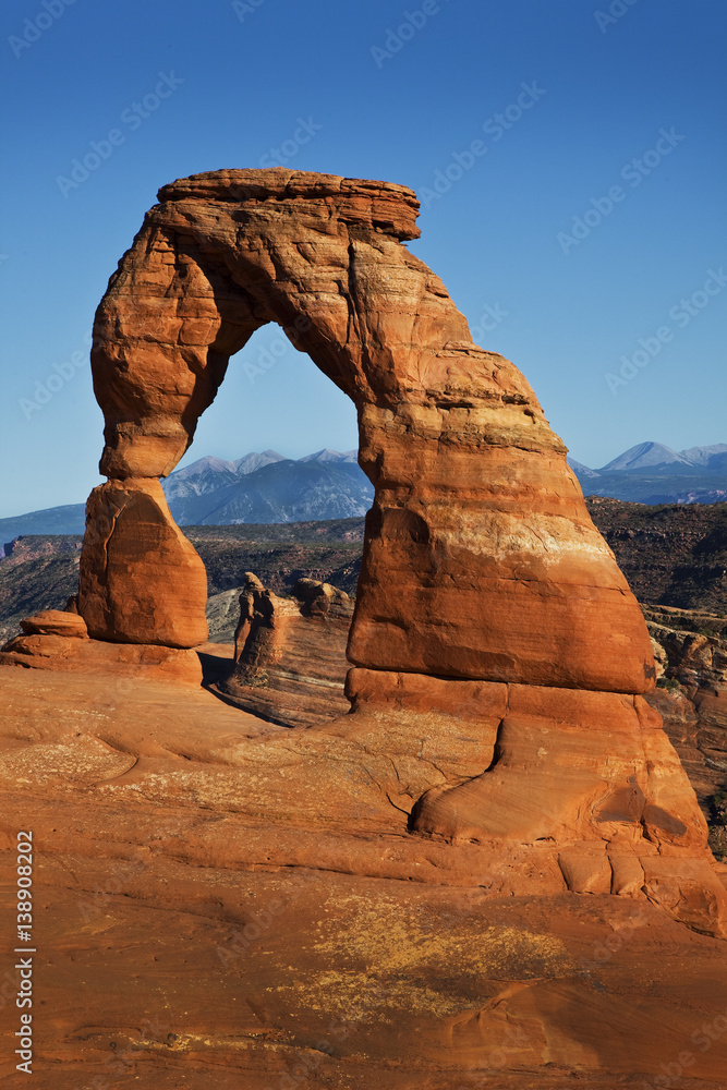 Delicate Arch and LaSal mountains, Arches National Park, Utah