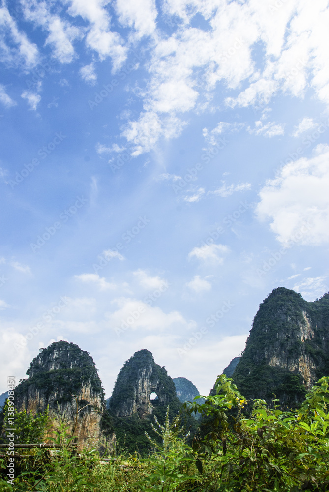 Karst mountains and countryside scenery in summer