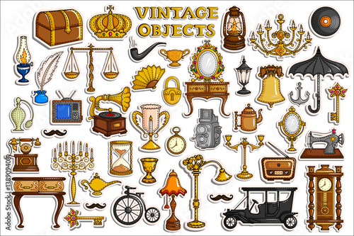 Sticker collection for vintage and antique object