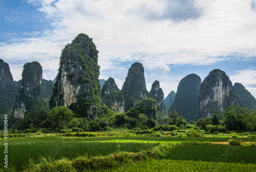 Fényképezés Karst mountains and countryside scenery in summer