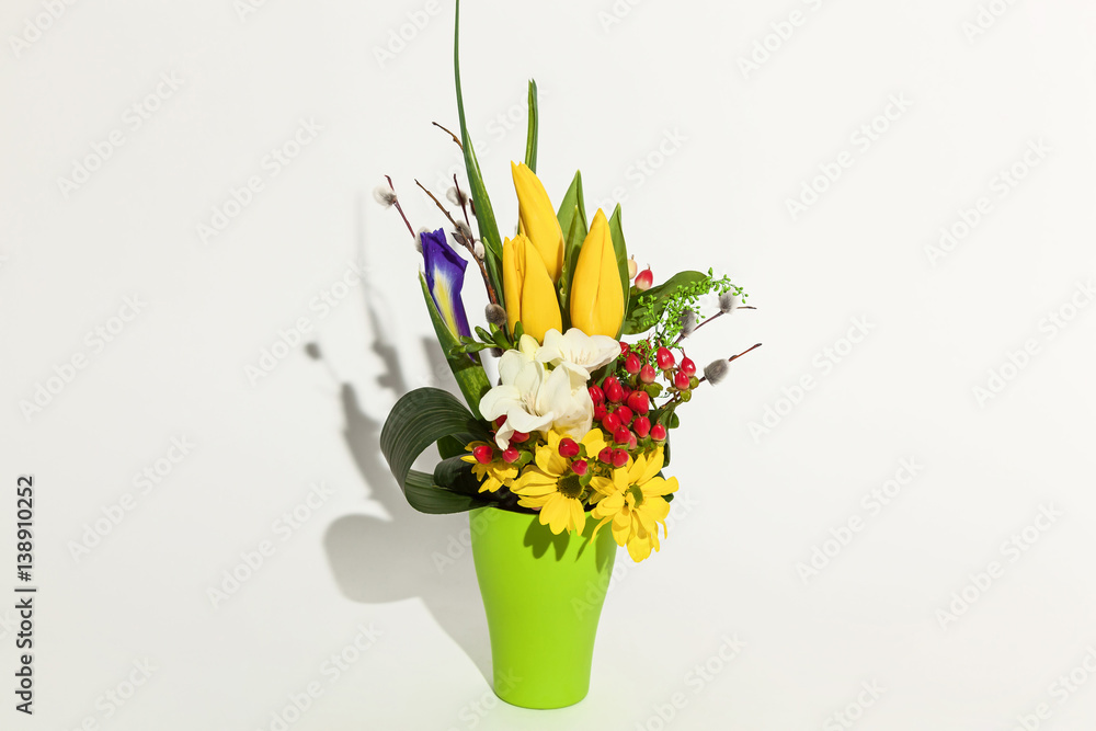 colorful floral bouquet on a white