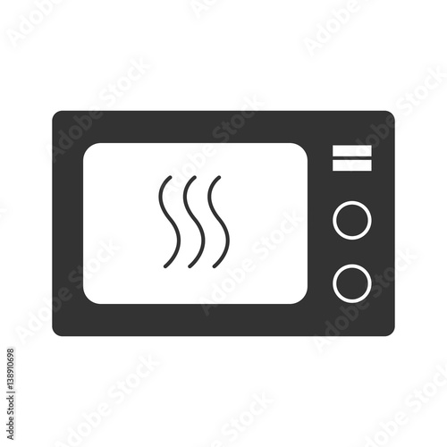 A gray microwave oven icon. This illustration shows a flat icon for web.
