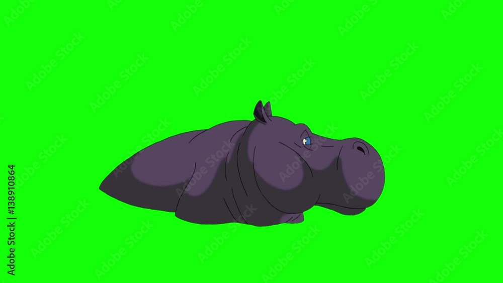 Hippo Open Mouth. Animated Motion Graphic Isolated on Green Screen Stock  Video | Adobe Stock