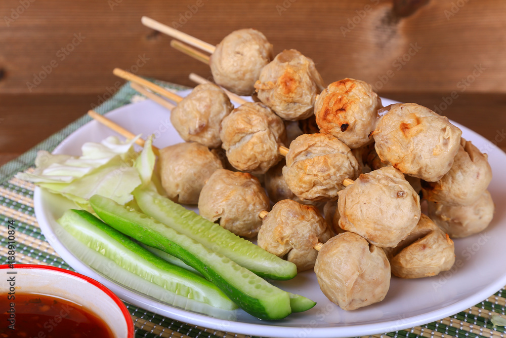 grilled meatball with spicy tamarind sauce