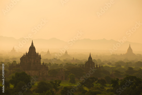Scenic sunrise above Bagan in Myanmar. © wong yu liang