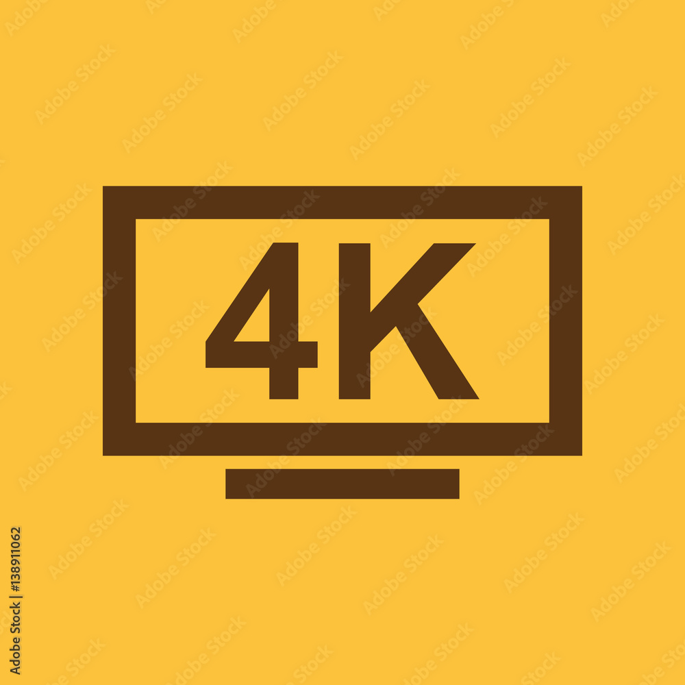 4K TV icon. Television and display, televisor symbol. Flat design. Stock - Vector illustration 4K TV icon. Television and display, televisor symbol. Flat design. Stock - Vector illustration