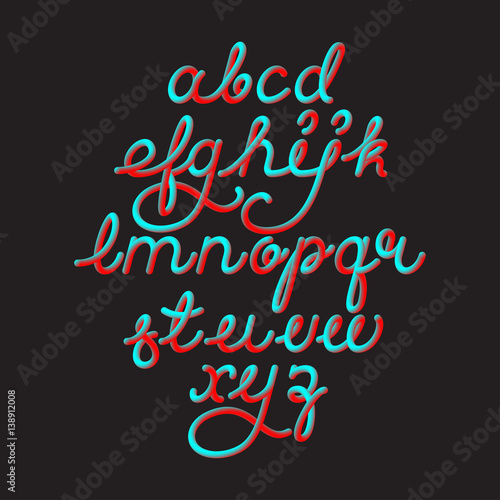 Color 3D alphabet vector pipe font
