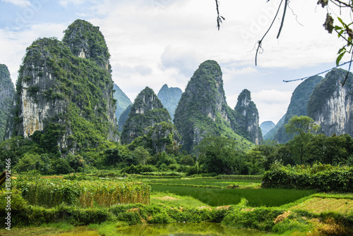 Photography Karst mountains and rural scenery in summer