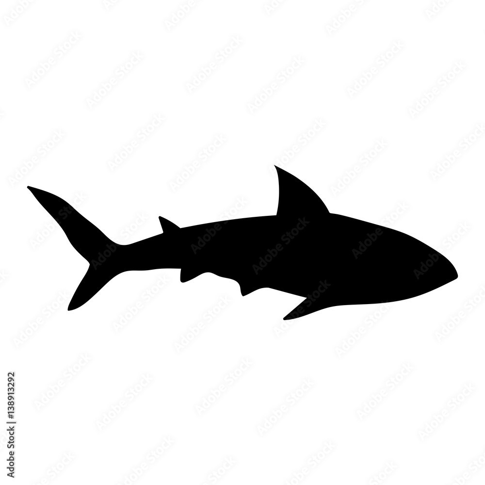 Black shark silhouette on white