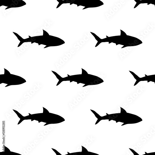 Black shark pattern on white