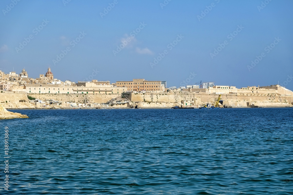 Valletta waterfront as seen from Kalkara peninsula over the Grand harbor. Malta Valletta waterfront as seen from Kalkara peninsula over the Grand harbor. Malta