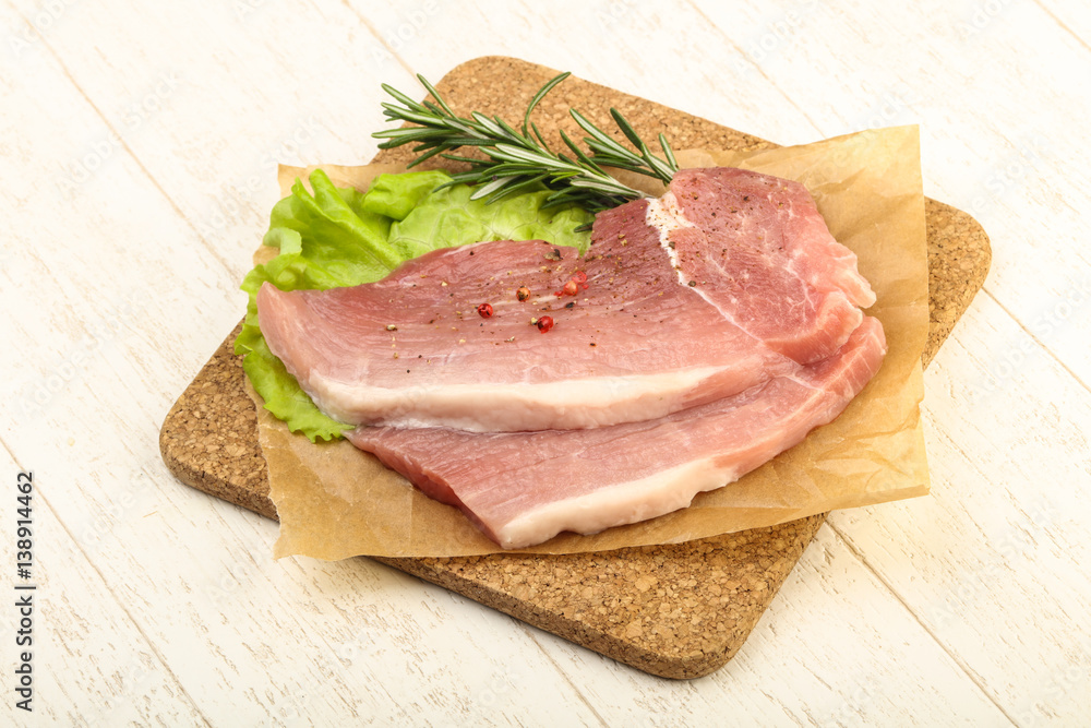 Raw pork steak