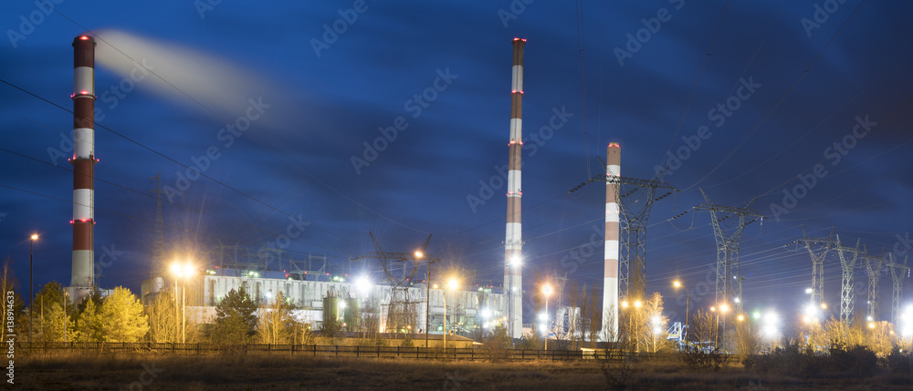 Fototapeta premium Gryfino, Poland-February 2017: Classic coal plant, coal-fired power plant