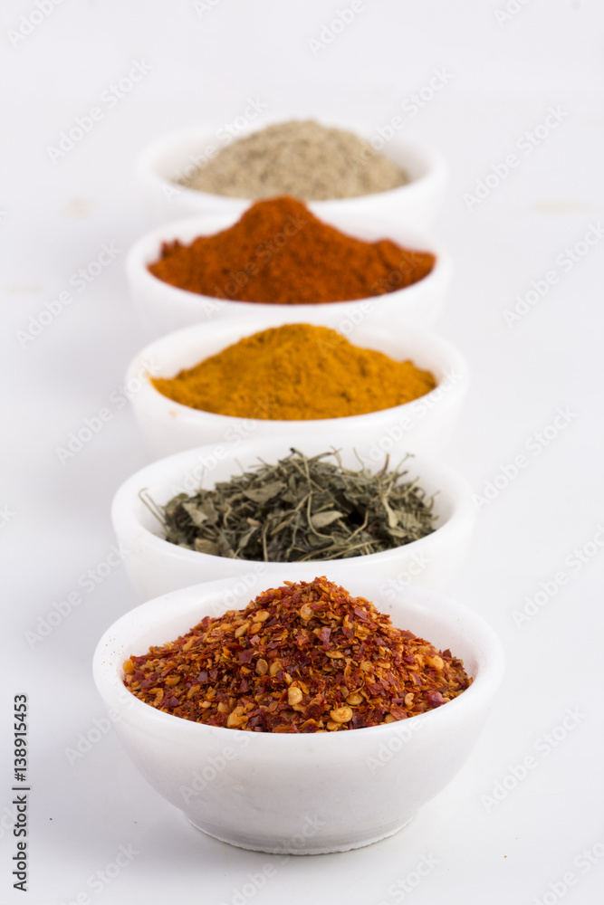 Spices in a row