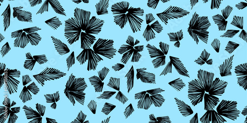 Floral seamless background pattern with fantasy flowers and leaves  Line art. Embroidery flowers. Vector illustration