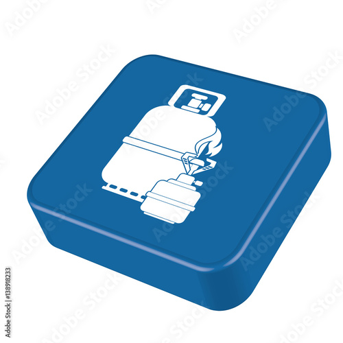 Camping stove with gas bottle icon vector