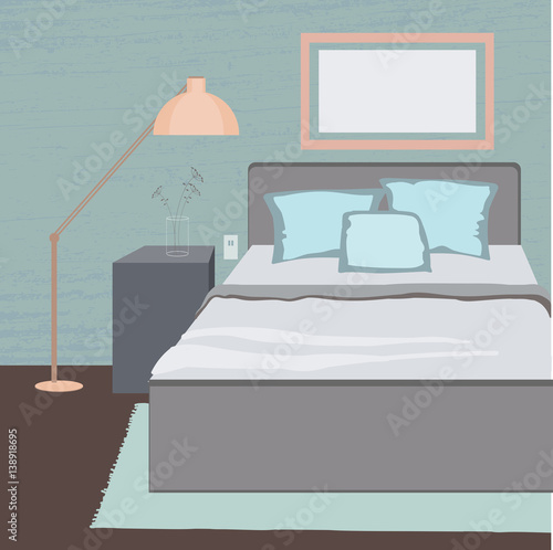 Bedroom – Illustration. Vector Bedroom interior.
