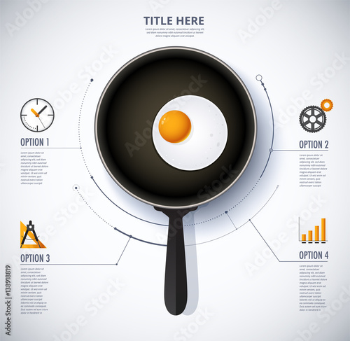 Pan and fried egg infographics concept. cooking diagram concept. vector illustration.
