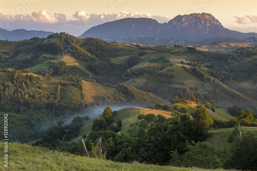 Colorful sunset with summer landscape,Transylvania,Romania