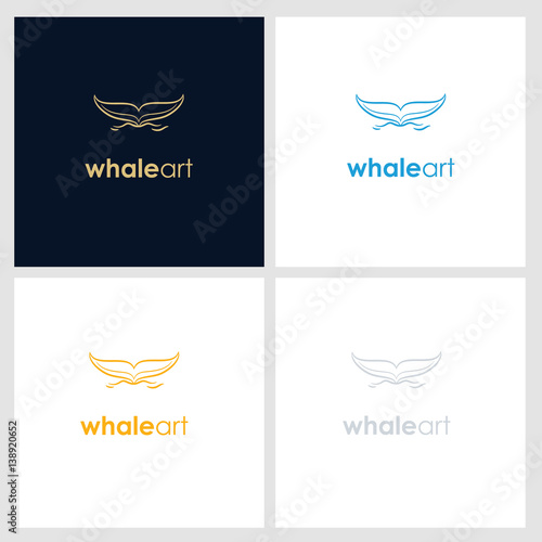 whale line company logo. wild animal logo with minimalist concept