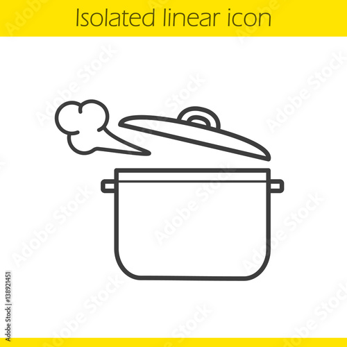 Steaming pot linear icon