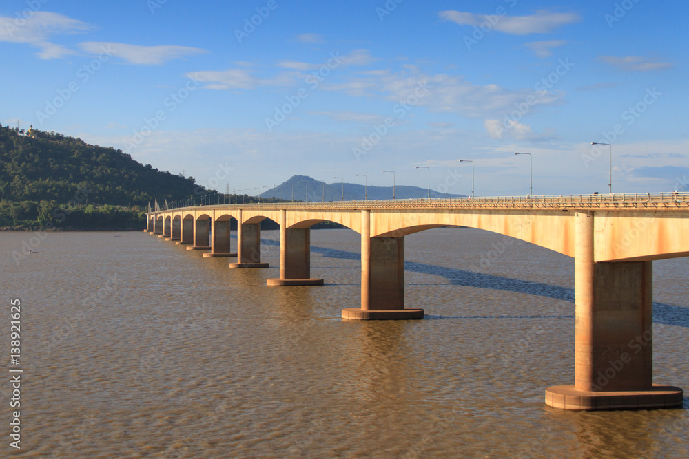 Japanese bridge across the Mekong River in Laos