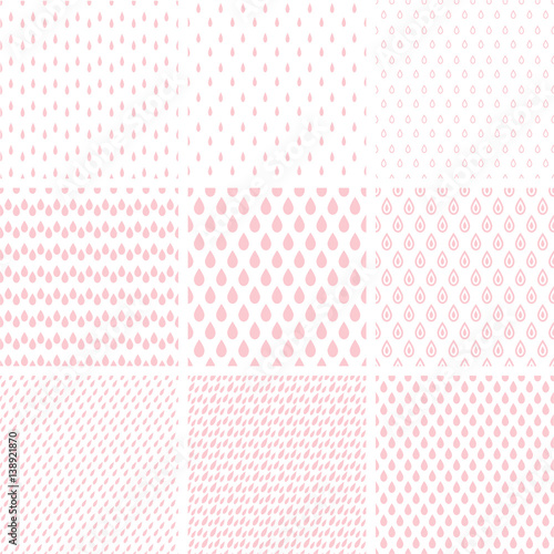 Fototapeta Naklejka Na Ścianę i Meble -  Set of line abstract seamless pattern with drops