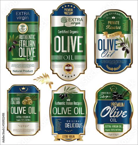 Olive oil retro vintage golden background collection 