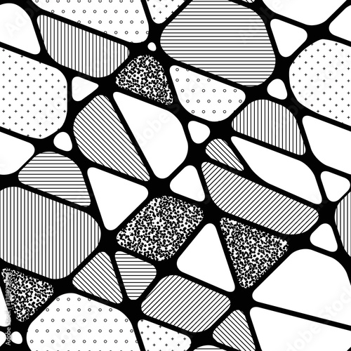 Seamless background of geometric shapes with different textures