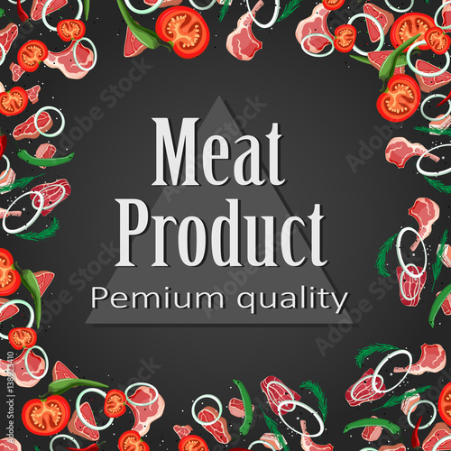 Set of meat food Isolated on white background