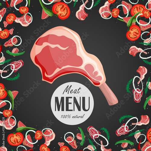 vector steak meat with pepper and rosemary