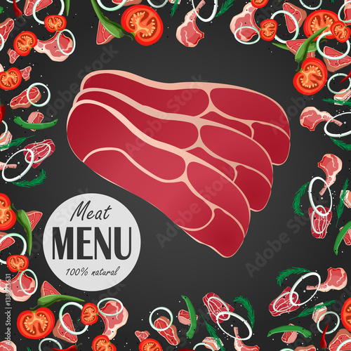 vector steak meat with pepper and rosemary
