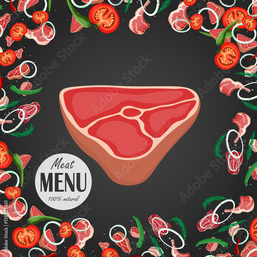 vector steak meat with pepper and rosemary