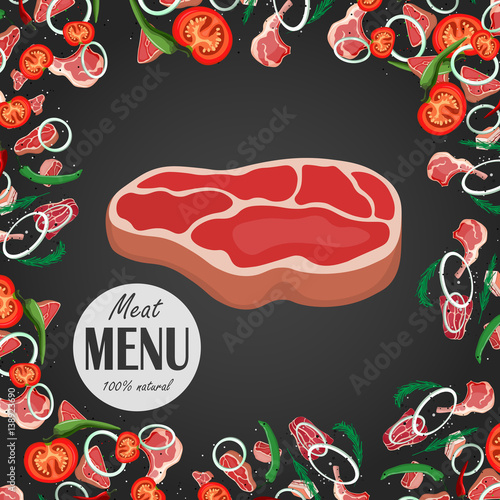 vector steak meat with pepper and rosemary
