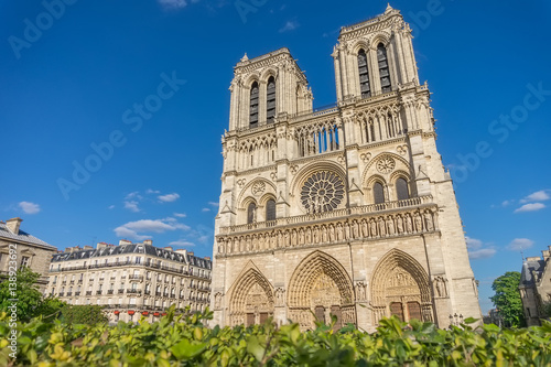 Notre-Dame de Paris Cathedral main facade, France.