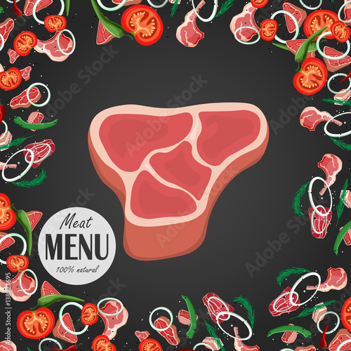 vector steak meat with pepper and rosemary